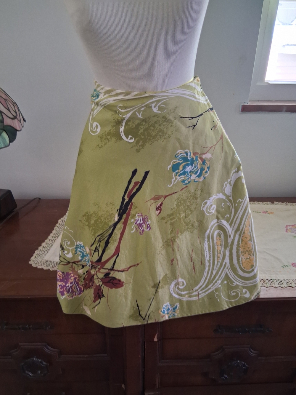 George Olive Green A-Line Floral Skirt